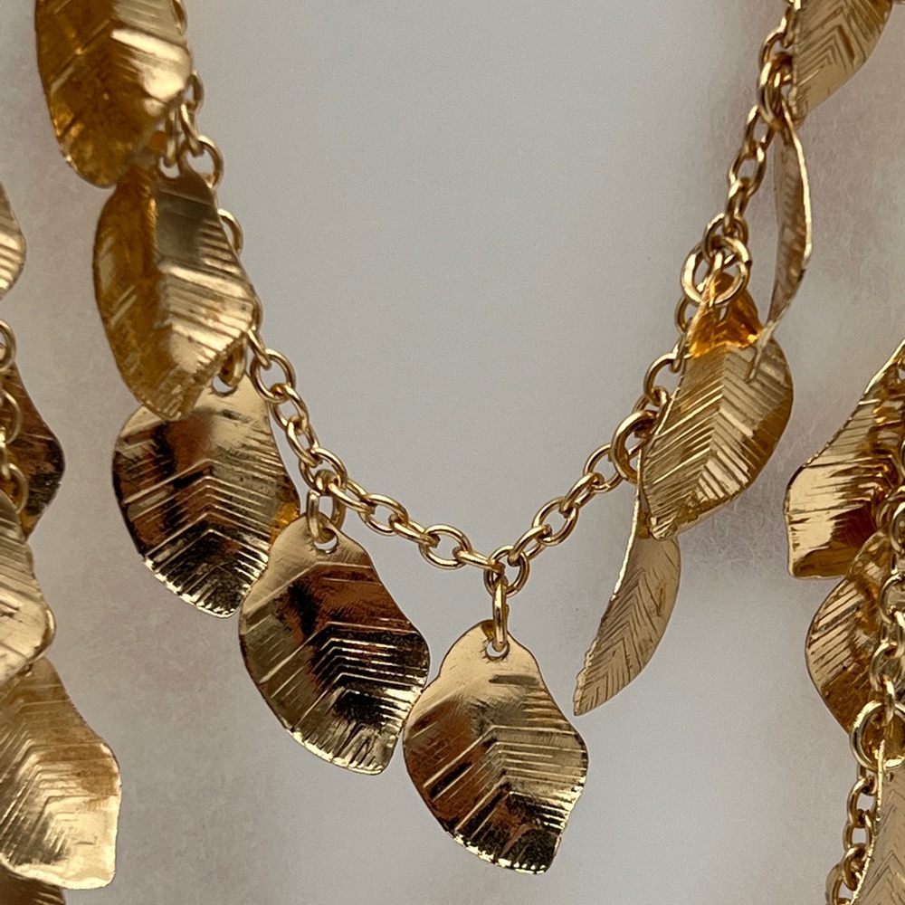 LAST CHANCE: Gold-Tone Twinkling Leaf Super Long Wrap Necklace - 59” - Picture 4 of 4